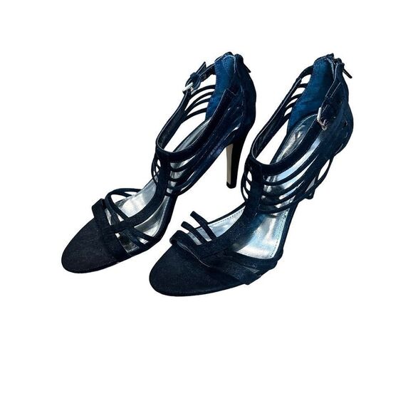 Alfani Women's Heels - Pumps Open Toe Strappy Faux Leather/SuedeBlack Size 9 1/2 - Picture 2 of 13